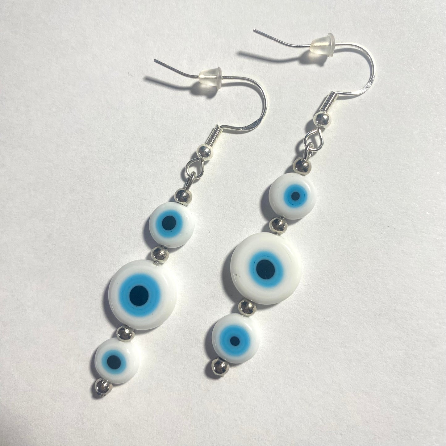 Evil Eye Earrings (White)